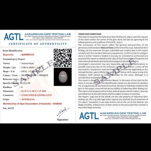 Certificate of Authenticity from AGTL