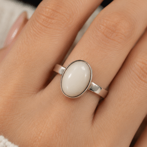 7.00 Carat Milky White Opal with fire Ring Studded in Silver for Women's Gifting
